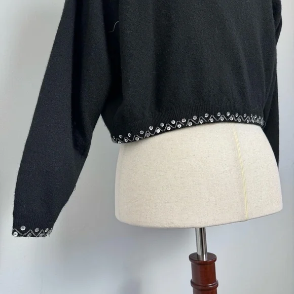 Vintage Wool Black Embellished Cardigan - Picture 4 of 7